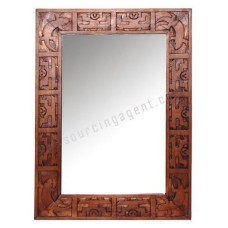 Wood Mirror Gecko Motif Honey Brown 145 cm