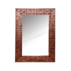 Wood Mirror Gecko Motif Honey Brown 75 cm