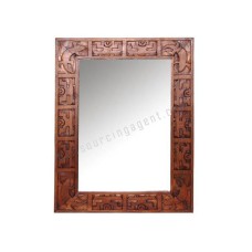 Wood Mirror Gecko Motif Honey Brown 60 cm