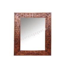 Wood Mirror Gecko Motif Honey Brown 45 cm