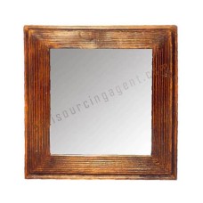 Wood Mirror Square Lines Honey Brown 50 cm