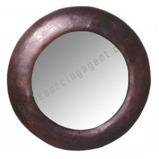 Wood Round Mirror Dark Brown 80 cm