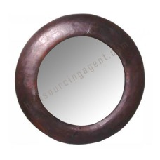 Wood Round Mirror Dark Brown 60 cm