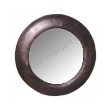 Wood Round Mirror Dark Brown 40 cm