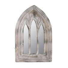 Wood Mirror Window Style White Wash 60 cm