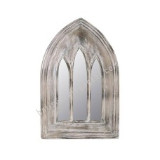 Wood Mirror Window Style White Wash 40 cm