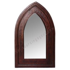 Wood Mirror Church Style Dark Brown 80 cm