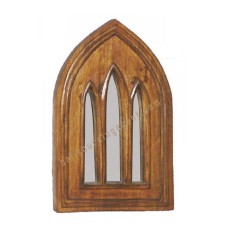 Wood Mirror Window Style Honey Brown 60 cm