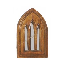 Wood Mirror Window Style Honey Brown 40 cm