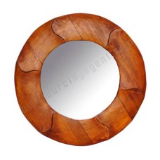 Wood Mirror Bamboo Motif Honey Brown 60 cm