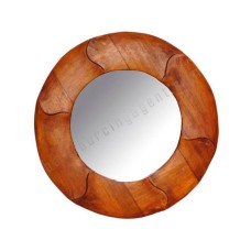 Wood Mirror Bamboo Motif Honey Brown 40 cm