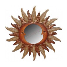 Mirror Double Moon Cracked Brown 40 cm