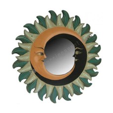 Double Moon Mirror Green Brown Black 40 cm