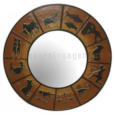 Mirror Zodiac Motif Brown Yellow 60 cm