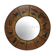 Mirror Zodiac Motif Brown Yellow 40 cm