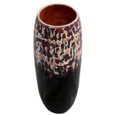 Wood Vase Painted Dark Brown Yellow