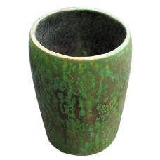 Green Brown Yellow Wash Wood Vase