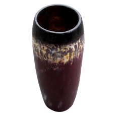 Distressed Black Brown Wood Vase