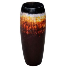 Dark Brown Orange Black Wood Vase