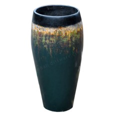 Dark Grey Black Painted Wood Vase