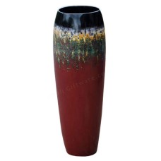 Black Maroon Painted Wood Vase