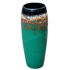 Black White Green Painted Wood Vase