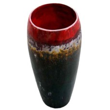 Red Dark Blue Wash Wood Vase