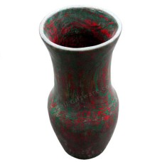 Distressed Green Red Wood Vase