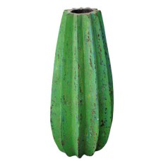 Distressed Painted Green Wood Vase