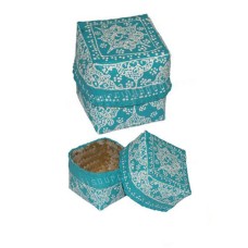 Turquoise Bamboo Jewelry Box Flower 10 cm