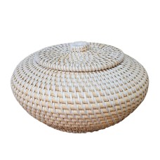 Rattan Box Natural With Lid 16 cm