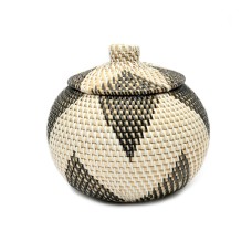 Rattan Box With Lid Natural Black 25 cm