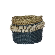 Straw Grass Box Natural Grey Shell 14 cm